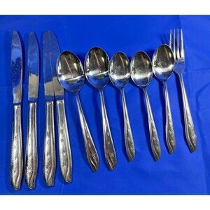 Vintage Starburst Flatware MCM Stainless Steel made in Korea Cutlery 10 pieces